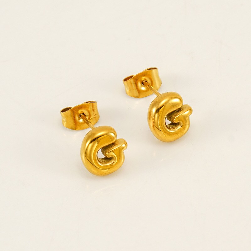 Gold color / 1 Pair Simple Series Elegant Letter G Titanium Steel 18K Gold Plated Women's Stud Earrings Picture7